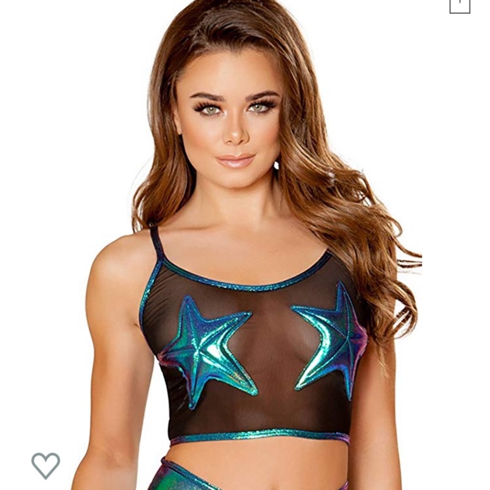 Mermaid Starfish Mesh Crop Top